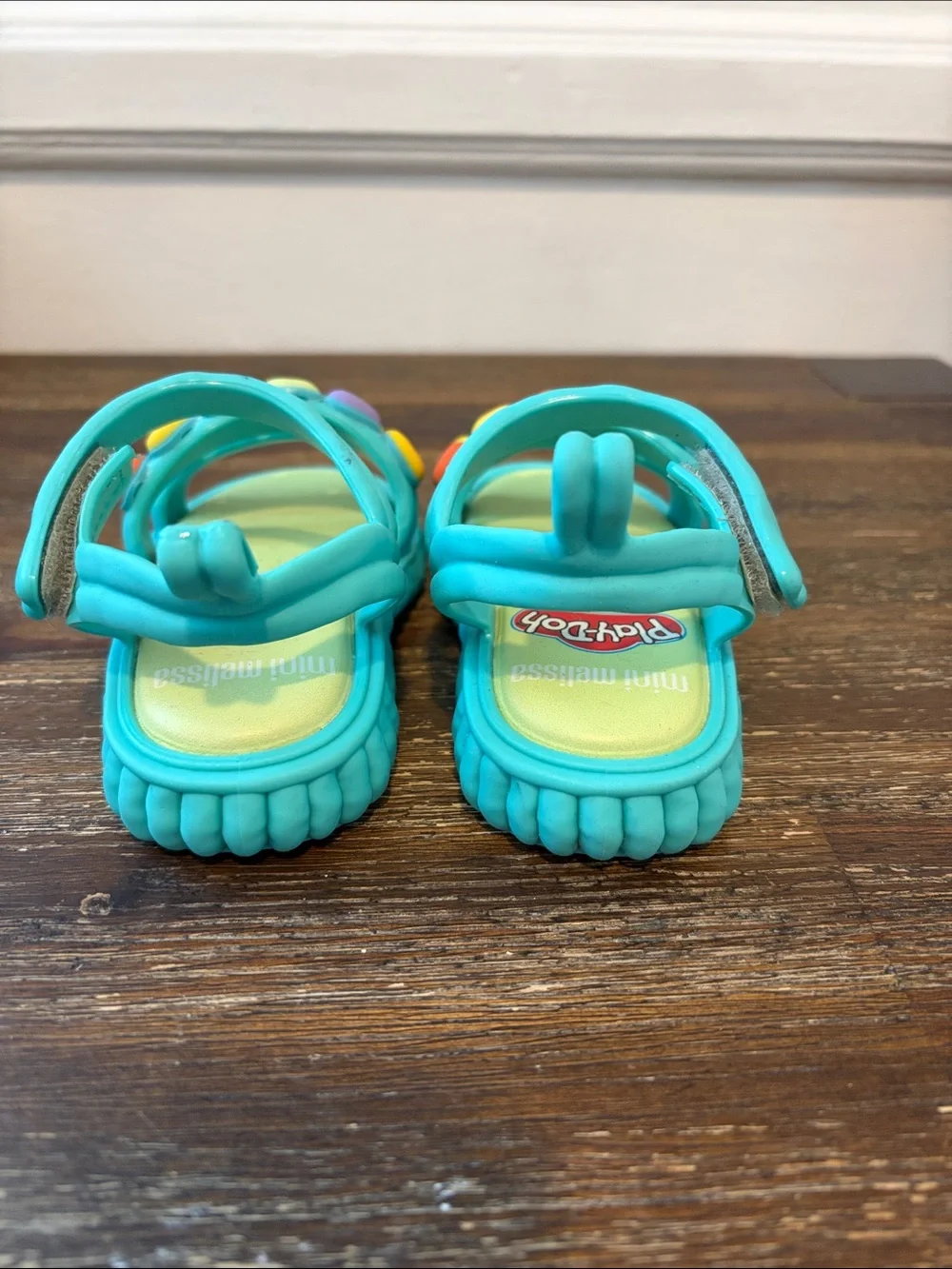 Mini Melissa Turquoise Sandals with Multicolor Bead Straps